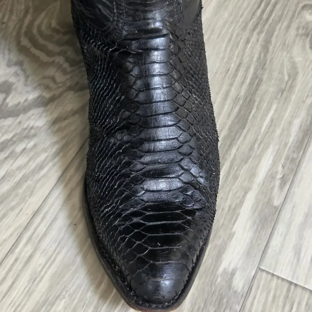 CS Vintage Tony Lama black python skin Men's US 10D cowboy boots